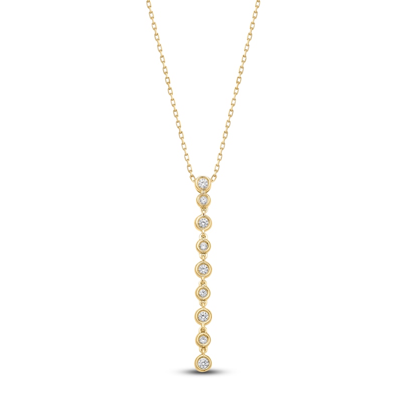 Diamond Bezel Drop Necklace 1/4 ct tw 14K Yellow Gold