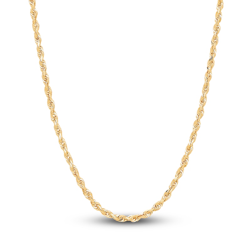 Solid Glitter Rope Necklace 14K Yellow Gold 20" 3mm