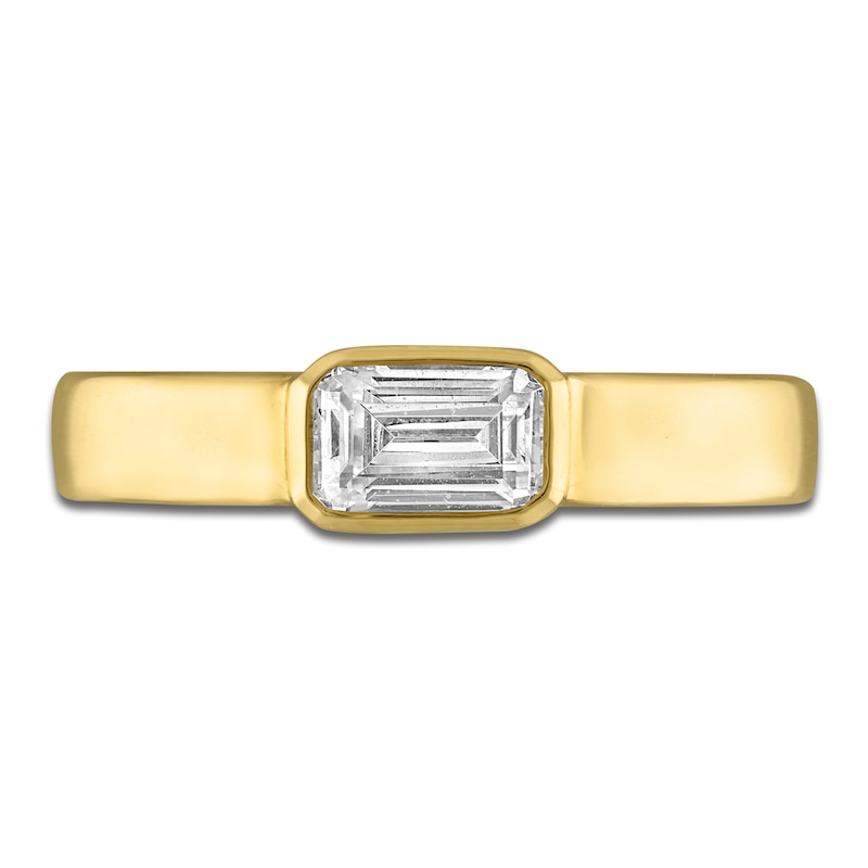 Emerald-Cut Diamond Bezel Solitaire Ring 1/2 ct tw 14K Yellow Gold 5.0mm