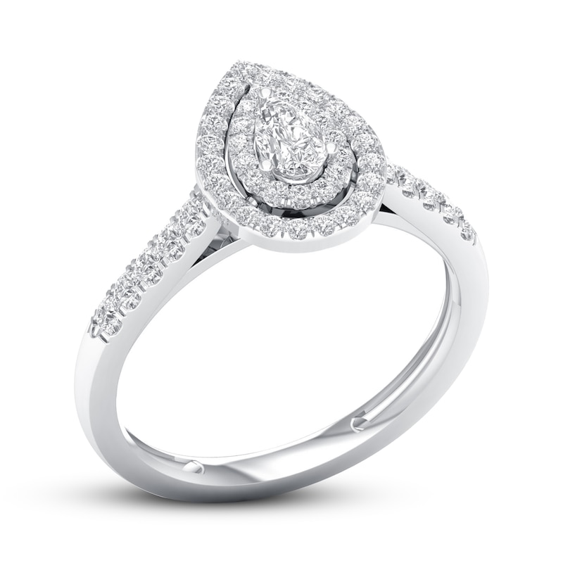 Diamond Promise Ring 1/2 ct tw Pear/Round 10K White Gold