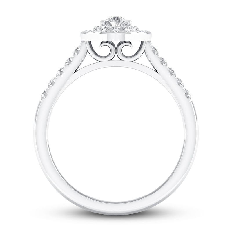 Diamond Promise Ring 1/2 ct tw Pear/Round 10K White Gold
