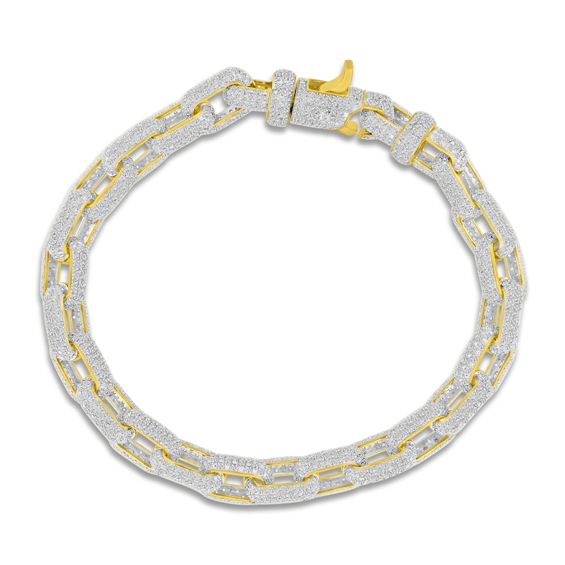 Men's Diamond Link Bracelet 2-1/3 ct tw Round 10K Yellow Gold 8.5"