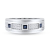 Thumbnail Image 0 of Men's Natural Blue Sapphire Ring 1/3 ct tw Diamonds 14K White Gold