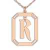 Thumbnail Image 0 of Diamond Initial Pendant Necklace 1/8 ct tw Round 14K Rose Gold 18"