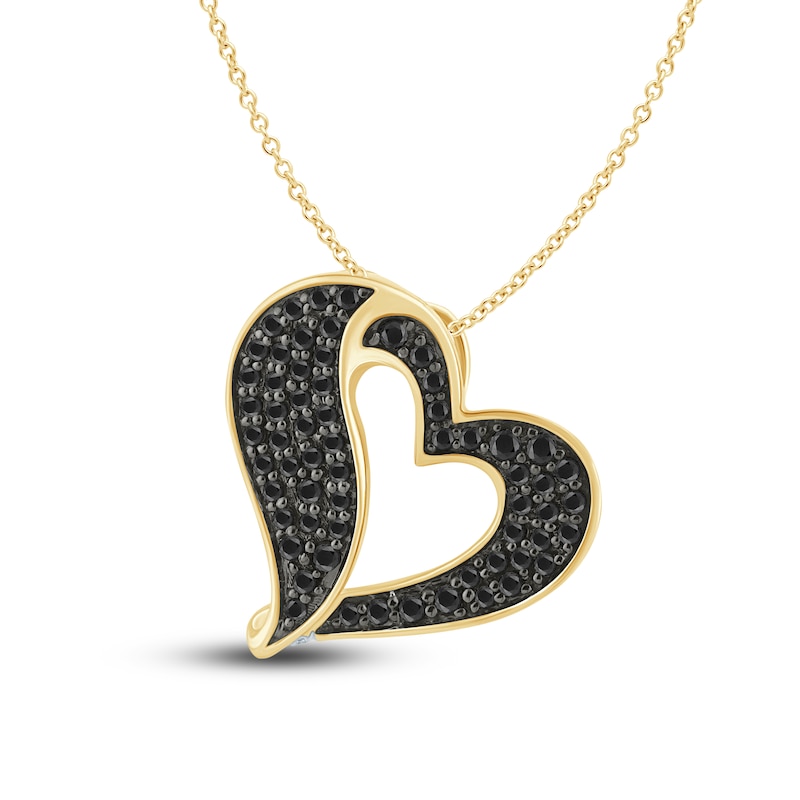 Pnina Tornai Black Diamond Heart Necklace 3/8 ct tw 14K Yellow Gold