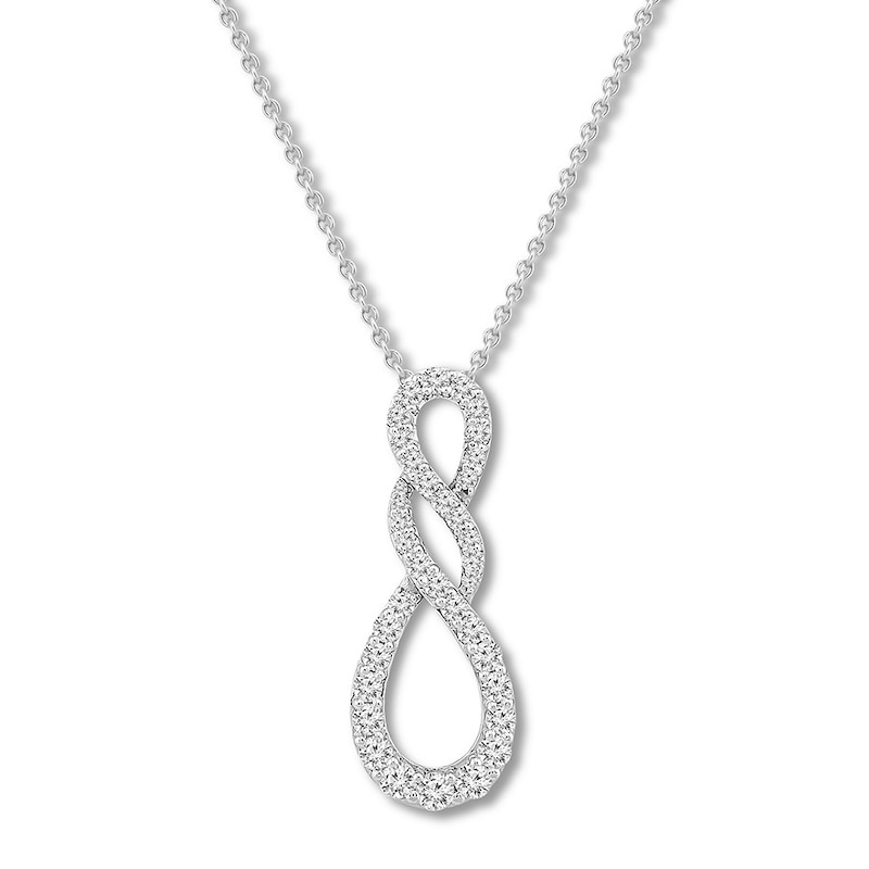 Diamond Twist Necklace 1/2 carat tw Round 10K White Gold
