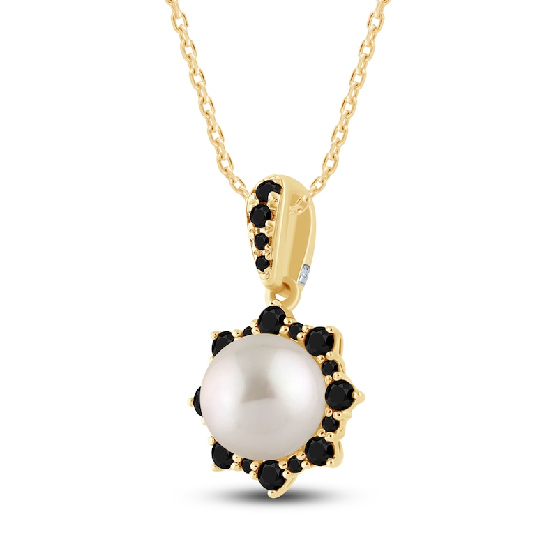 Pnina Tornai Freshwater Cultured Pearl & Black Diamond Pendant Necklace 1/2 ct tw 14K Yellow Gold