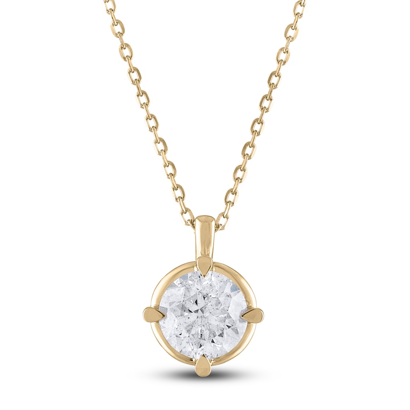 Diamond Solitaire Necklace 1 ct tw Round 14K Yellow Gold (I2/I)