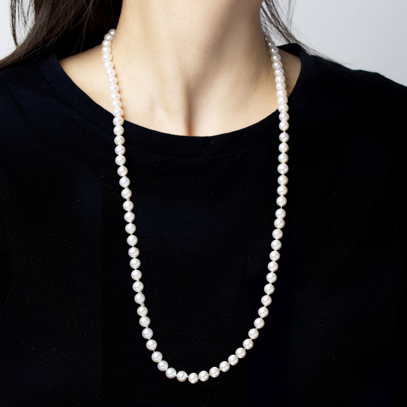 Yoko London Freshwater Cultured Pearl Necklace 18K White Gold 24"