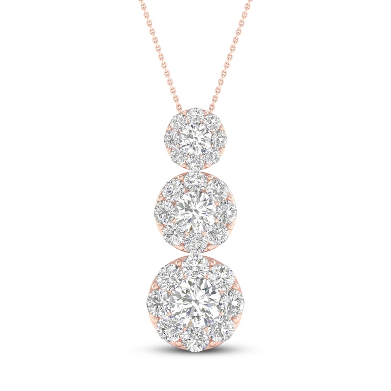 Diamond Pendant Necklace 1 ct tw Round 14K Rose Gold