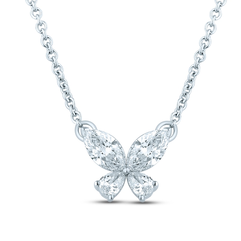 Pnina Tornai Diamond Butterfly Necklace 3/8 ct tw Pear/Marquise/Round 14K White Gold 18"
