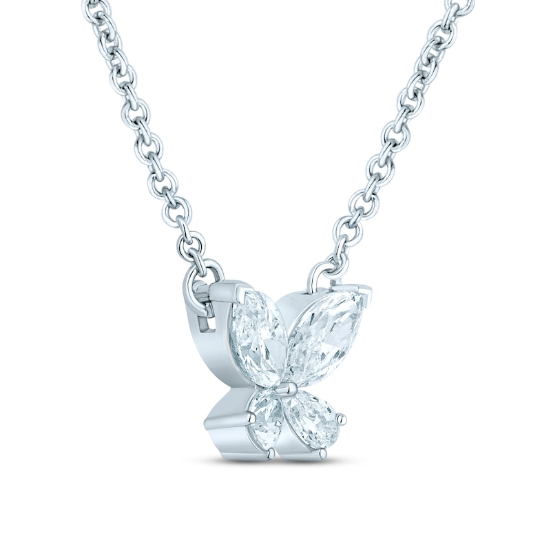 Pnina Tornai Diamond Butterfly Necklace 3/8 ct tw Pear/Marquise/Round 14K White Gold 18"