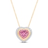 Thumbnail Image 0 of Kallati Heart-Cut Natural Pink Sapphire & Diamond Necklace 1/5 ct tw Round 14K Yellow Gold