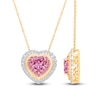 Thumbnail Image 1 of Kallati Heart-Cut Natural Pink Sapphire & Diamond Necklace 1/5 ct tw Round 14K Yellow Gold