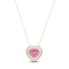 Thumbnail Image 3 of Kallati Heart-Cut Natural Pink Sapphire & Diamond Necklace 1/5 ct tw Round 14K Yellow Gold
