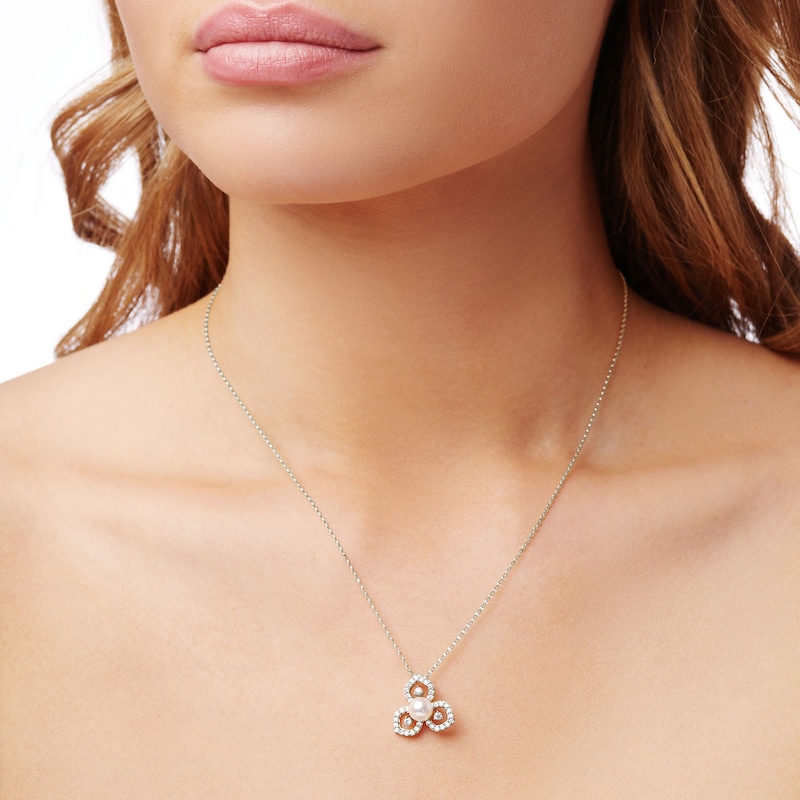 Yoko London Akoya Cultured Pearl Necklace 3/8 ct tw Diamonds 18K White Gold 18"