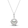 Thumbnail Image 0 of Yoko London Freshwater Cultured Pearl Pendant Necklace 1/8 ct tw 18K White Gold 18"
