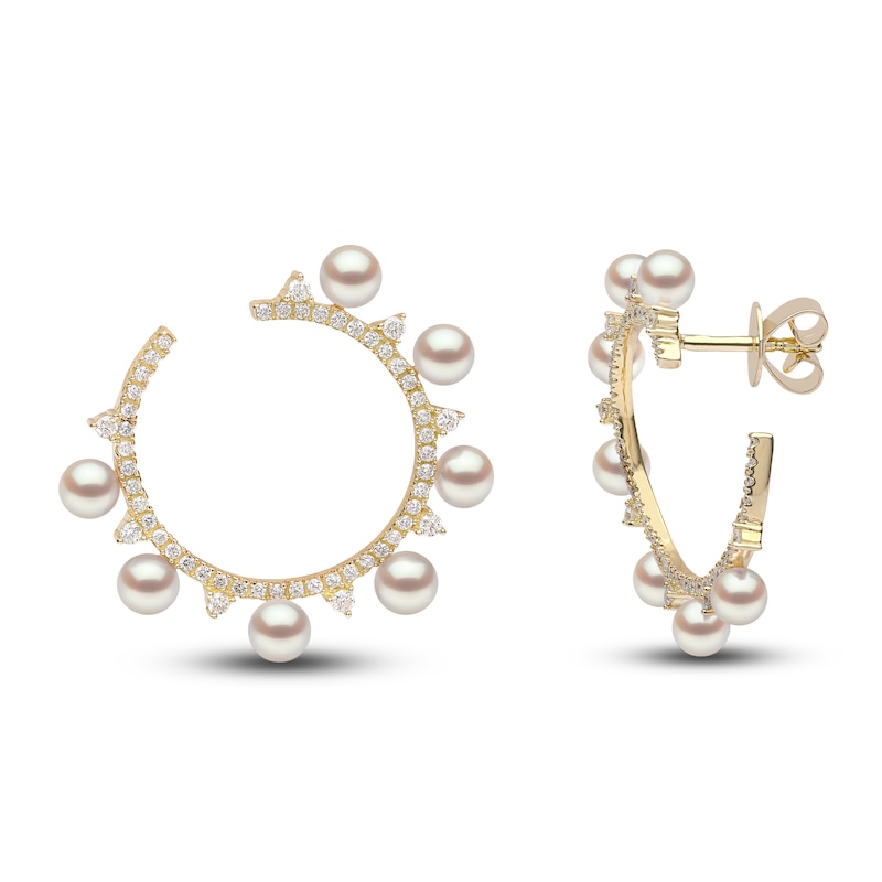 Yoko London Akoya Cultured Pearl Earrings 5/8 ct tw Diamonds 18K Yellow Gold