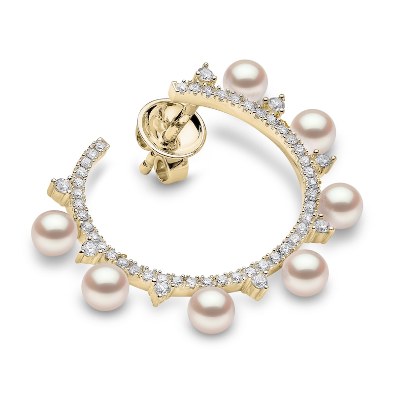 Yoko London Akoya Cultured Pearl Earrings 5/8 ct tw Diamonds 18K Yellow Gold