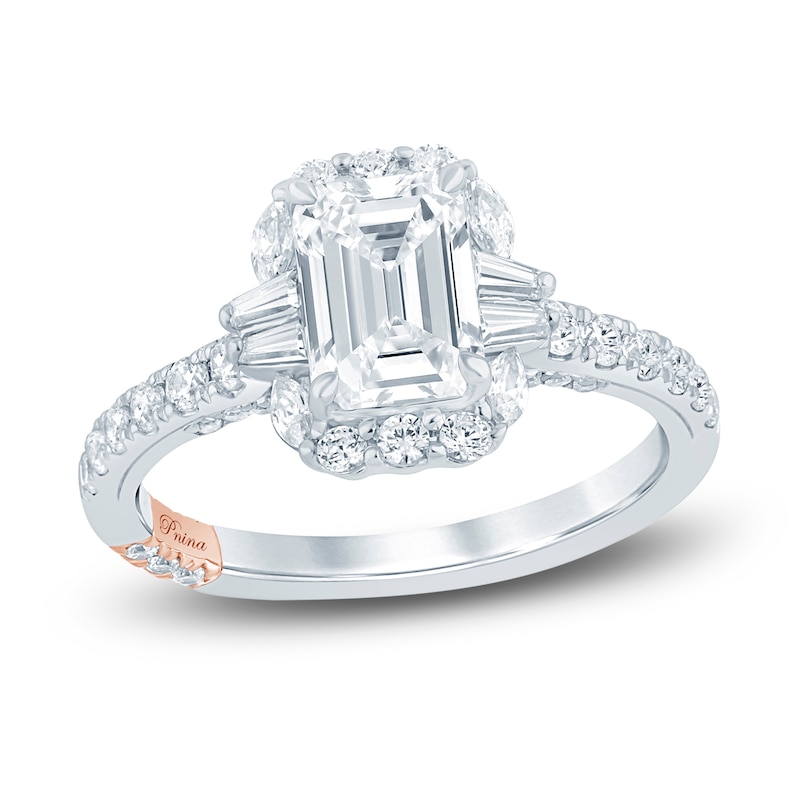 Pnina Tornai Lab-Created Diamond Engagement Ring 2-1/5 ct tw Emerald/Marquise/ Baguette/Round 14K White Gold