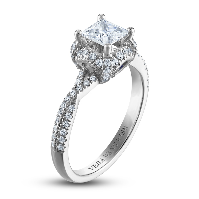 Vera Wang WISH Diamond Engagement Ring 1-1/5 ct tw Princess/Round 14K White Gold