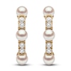 Thumbnail Image 0 of Yoko London Akoya Cultured Pearl Hoop Earrings 1/6 ct tw Diamonds 18K Yellow Gold