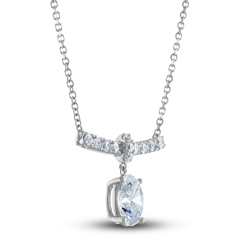 Vera Wang WISH Lab-Created Diamond Necklace 1-1/2 ct tw Oval/Round 14K White Gold 19"