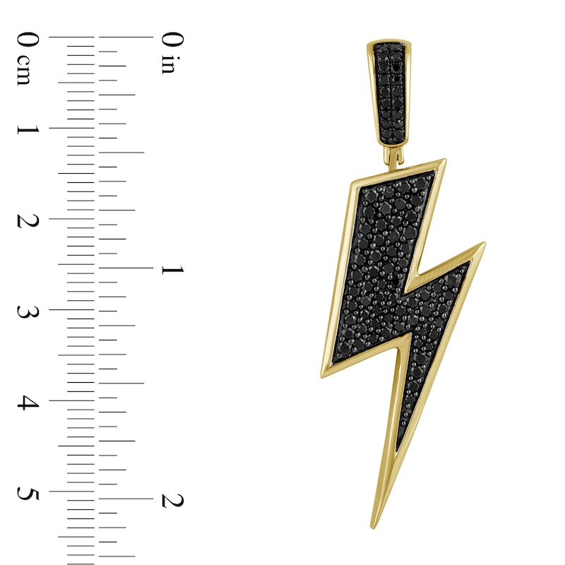 Black Diamond Lightning Bolt Charm 1 ct tw 10K Yellow Gold