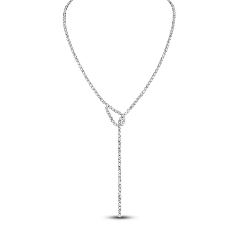 A Link Diamond Lasso Necklace 8-7/8 ct tw Round 18K White Gold 16.5"