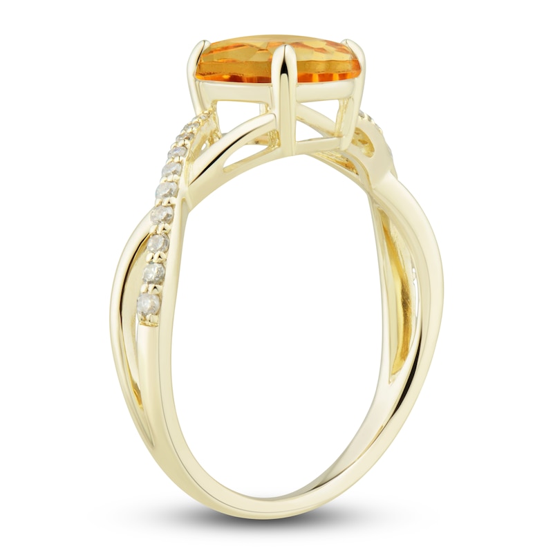 Natural Citrine Ring, Earring & Necklace Set 1/5 ct tw Diamonds 10K Yellow Gold