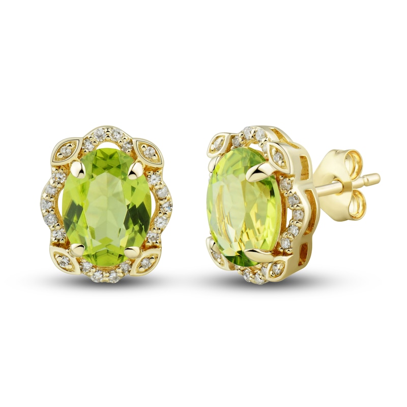 Natural Peridot Ring, Earring & Necklace Set 1/3 ct tw Emerald 10K Yellow Gold