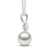 Thumbnail Image 1 of Yoko London White Akoya Cultured Pearl Necklace 1/5 ct tw Diamonds 18K White Gold 16-18" Adjustable