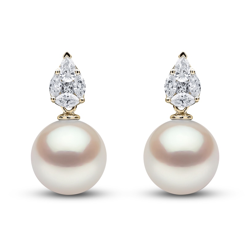 Yoko London South Sea Cultured Pearl Earrings 3/8 ct tw Diamonds 18K Yellow Gold
