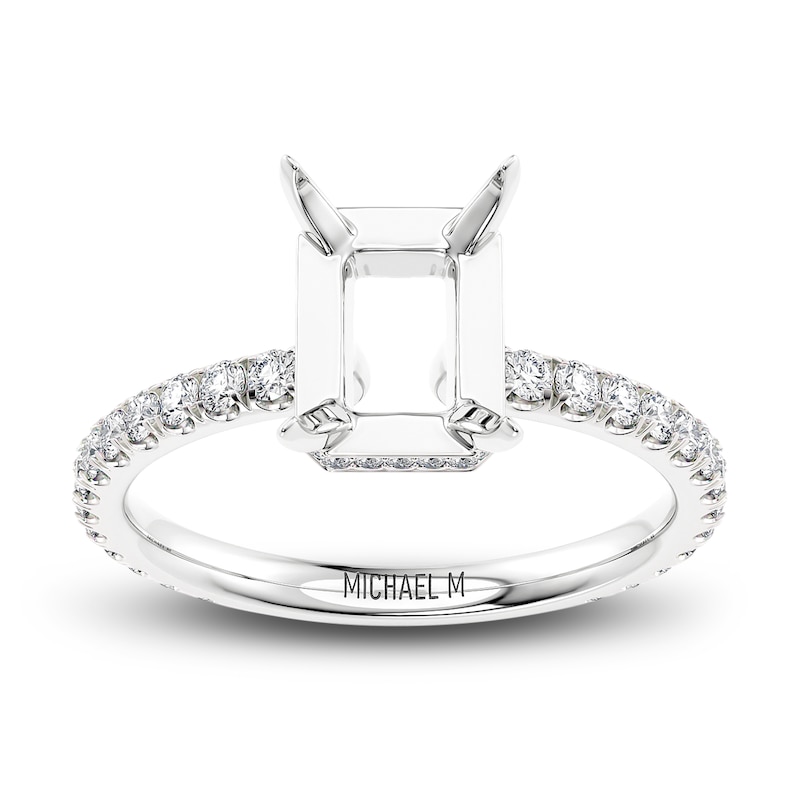 Michael M Diamond Engagement Ring Setting 1/3 ct tw Round 18K White Gold (Center diamond is sold separately)