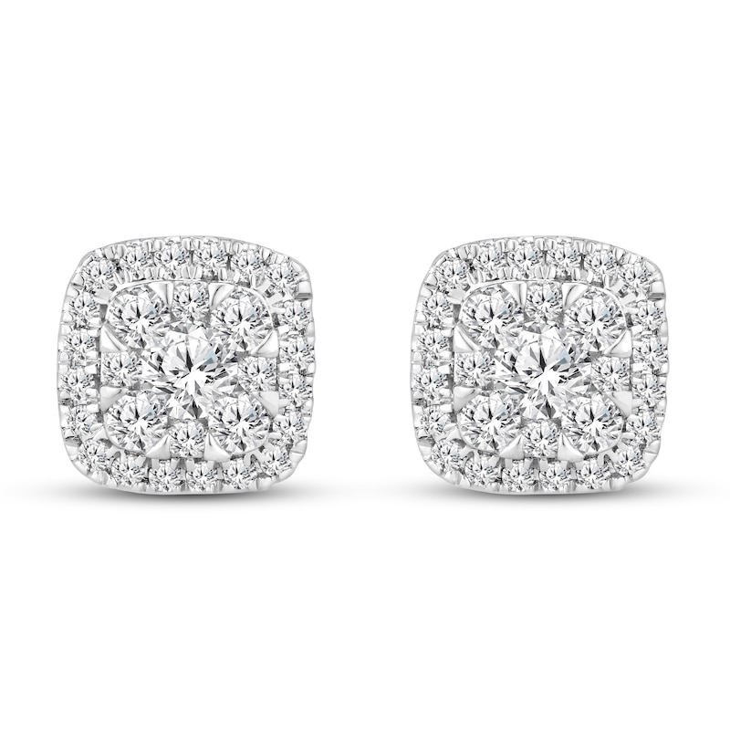 Diamond Stud Earrings 1 ct tw Round 14K White Gold
