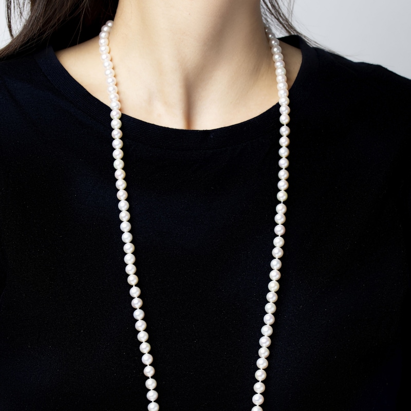 Yoko London Freshwater Cultured Pearl Necklace 18K White Gold 36"