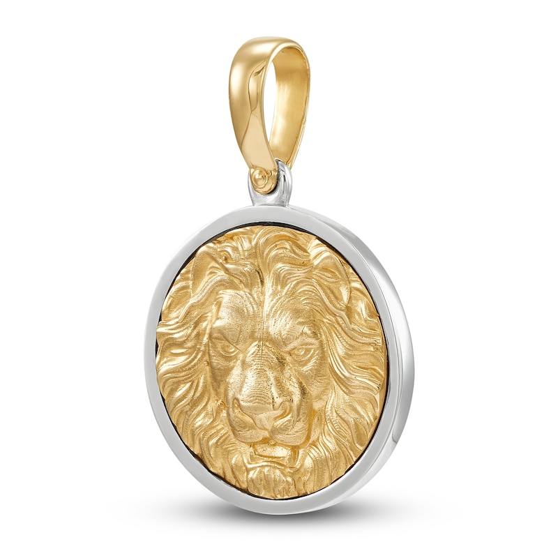 LUSSO by Italia D'Oro Men's Lion Head Coin Charm 14K Two-Tone Gold