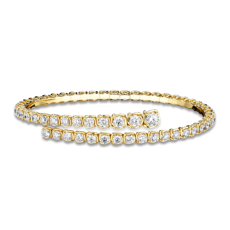 A Link Diamond Bangle Bracelet 4-1/2 ct tw Round 18K Yellow Gold