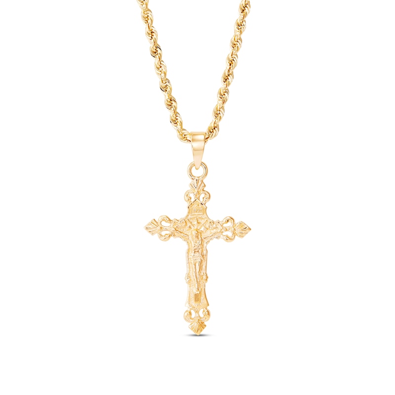 Men's Crucifix Rope Chain 10K Yellow Gold 22"