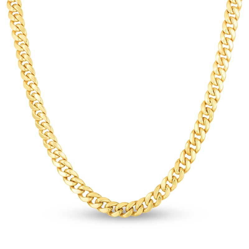 Semi-Solid Miami Cuban Link Necklace 14K Yellow Gold 24" 6mm
