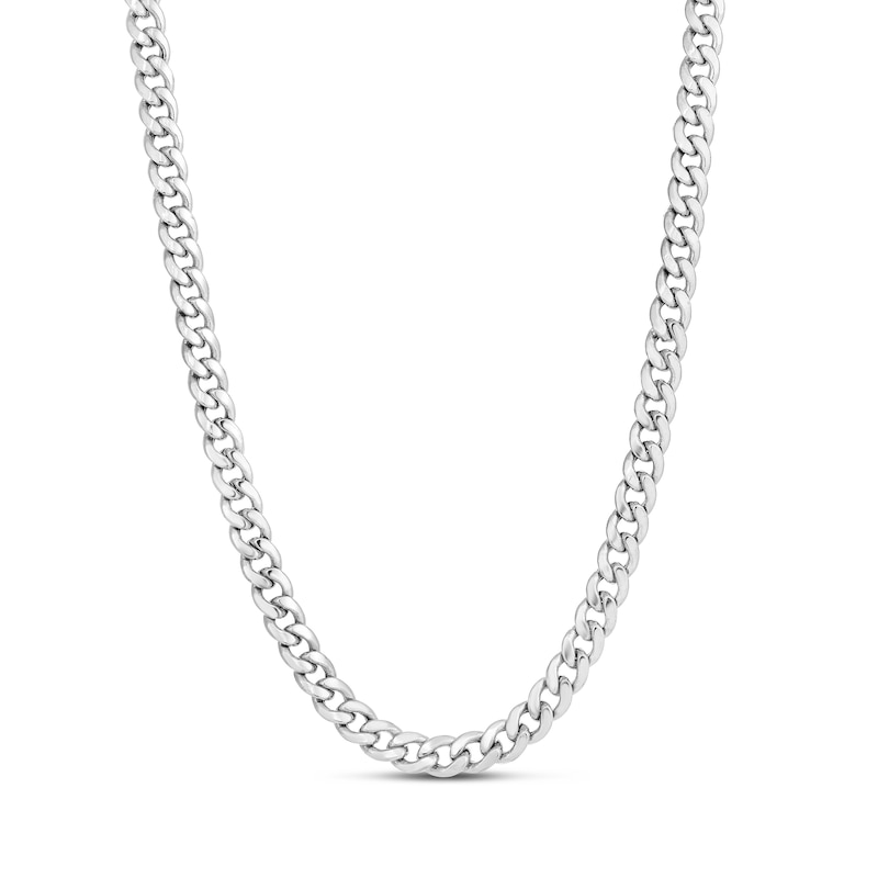 Semi-Solid Miami Cuban Link Necklace 14K White Gold 22" 5.5mm