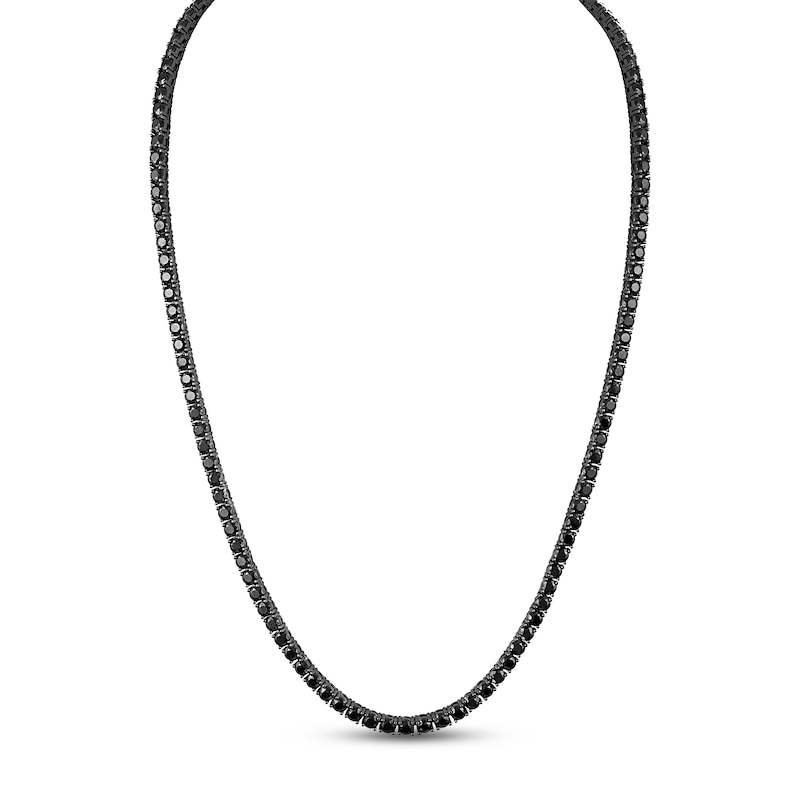 1933 by Esquire Men's Natural Black Spinel Tennis Necklace Black Rhodium-Plated Sterling Silver 22"