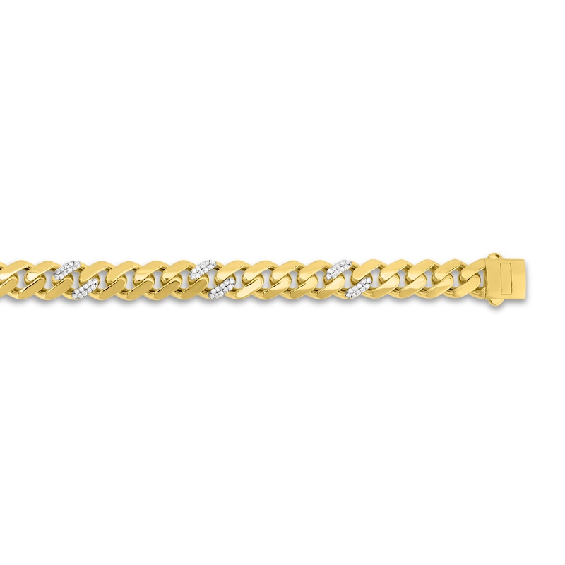 Diamond Curb Chain Necklace 1-1/5 ct tw Round 10K Yellow Gold