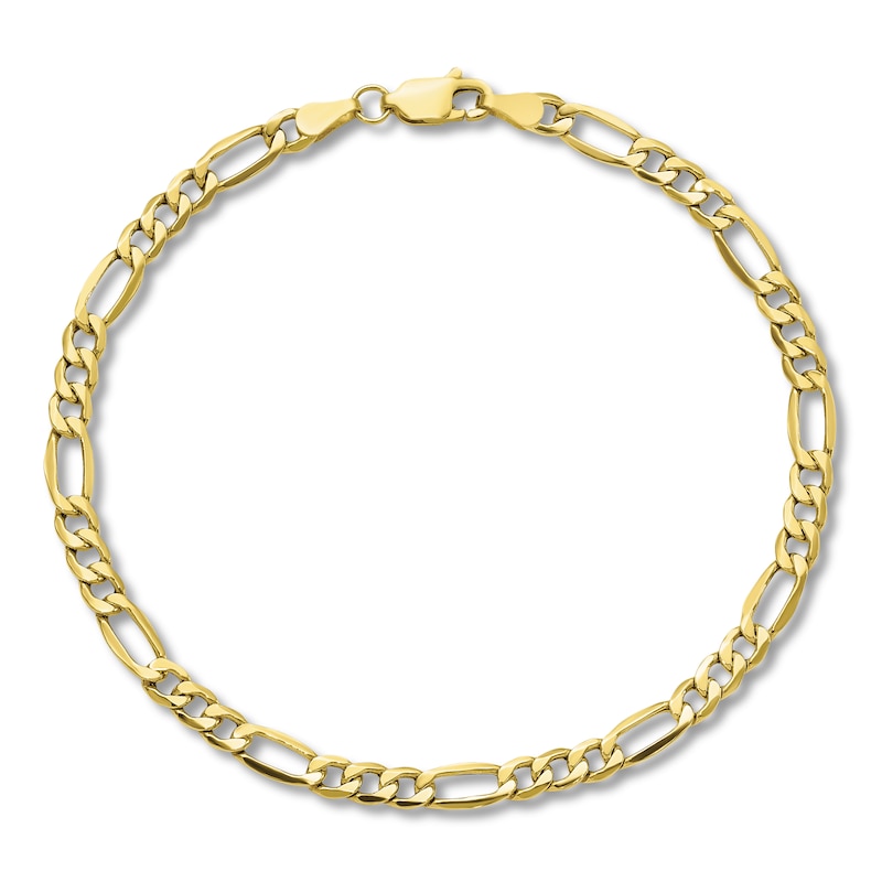 Semi-Solid Figaro Chain Bracelet 10K Yellow Gold