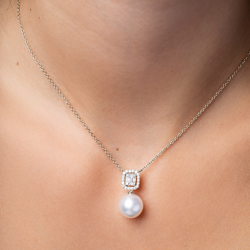 Yoko London South Sea Cultured Pearl Necklace 1/3 ct tw Diamonds 18K White Gold 16"