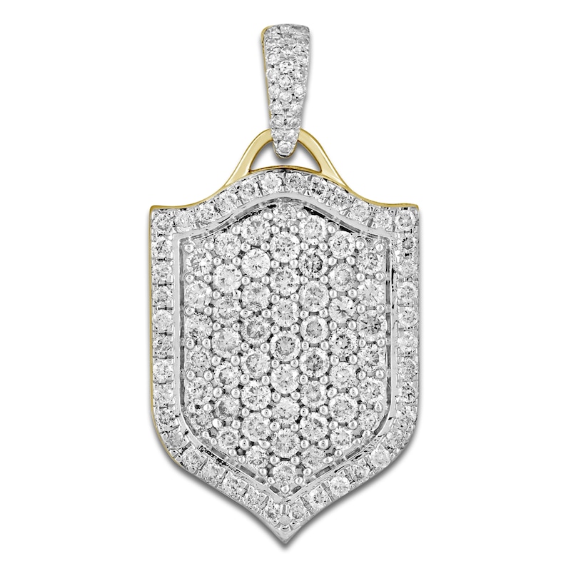 Men's Diamond Shield Charm 1-1/3 ct tw 10K Yellow Gold