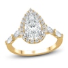 Thumbnail Image 0 of Lab-Created Diamond Engagement Ring 2-1/4 ct tw Pear/Round 14K Yellow Gold