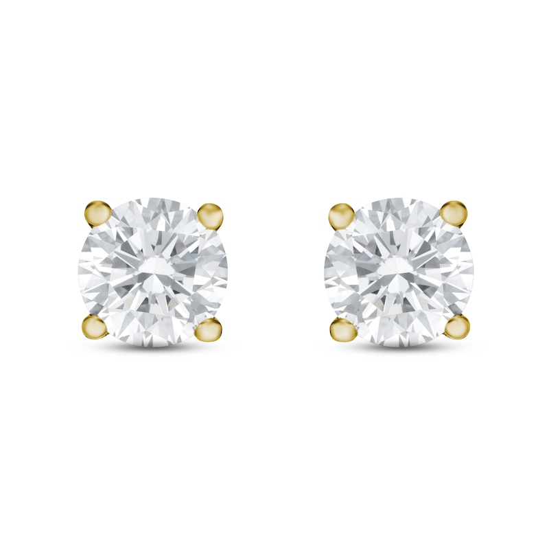 Lab-Created Diamond Solitaire Stud Earrings 1 ct tw Round 14K Yellow Gold (SI2/F)