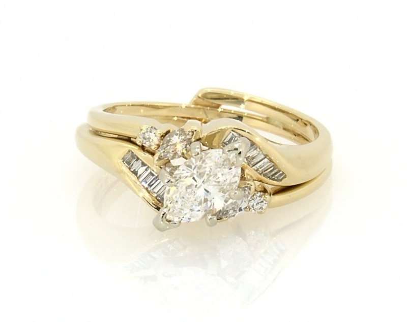 Previously Owned Marquise, Baguette & Round-Cut Diamond Engagement Ring 7/8 ct tw 14K Yellow Gold