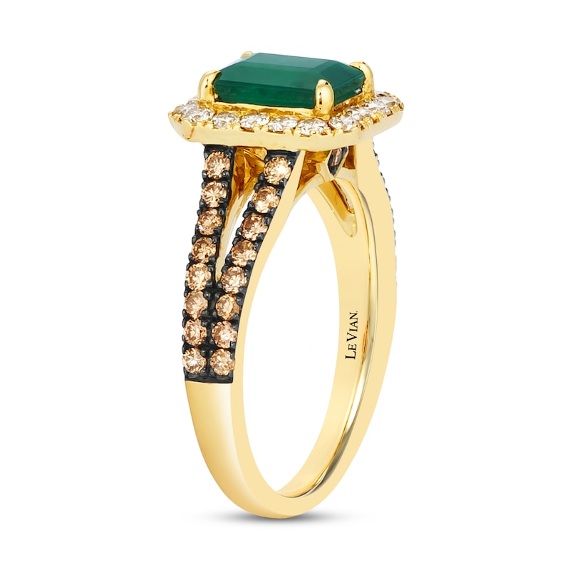 Previously Owned Le Vian Natural Emerald Ring 3/4 ct tw Diamonds 14K Honey Gold